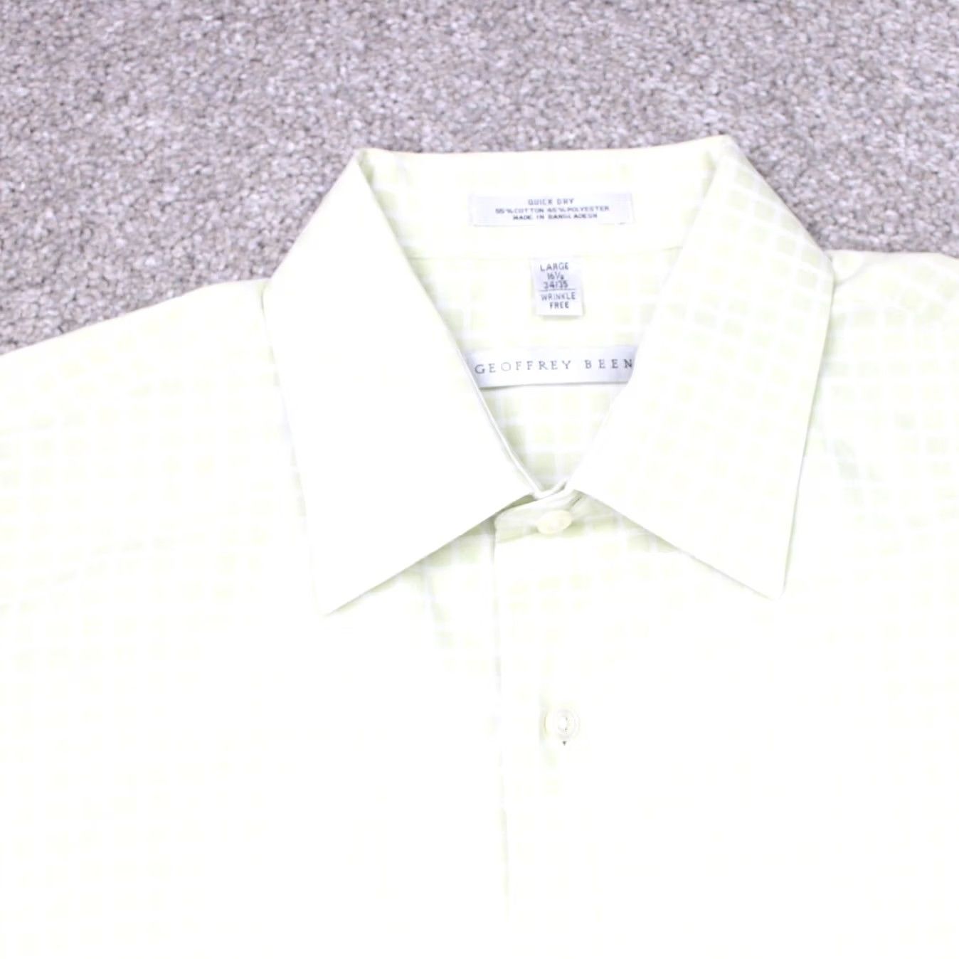 Geoffrey Beene Geoffrey Beene Shirt Mens Large 16 1/2 34/35 Yellow Check Quick Dry Long Sleeve Button-Up Shirt Size US L / EU 52-54 / 3 - 4 Thumbnail