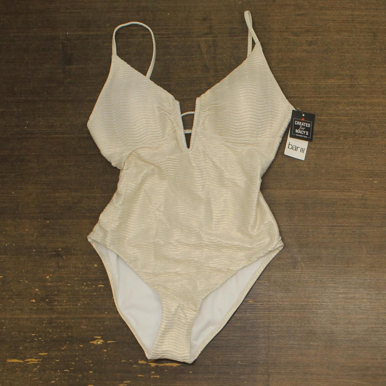 Bar III Nwt Bar Iii One Piece Swimsuit Mbre25249 Gold Shimmer S Size ONE SIZE - 1 Thumbnail