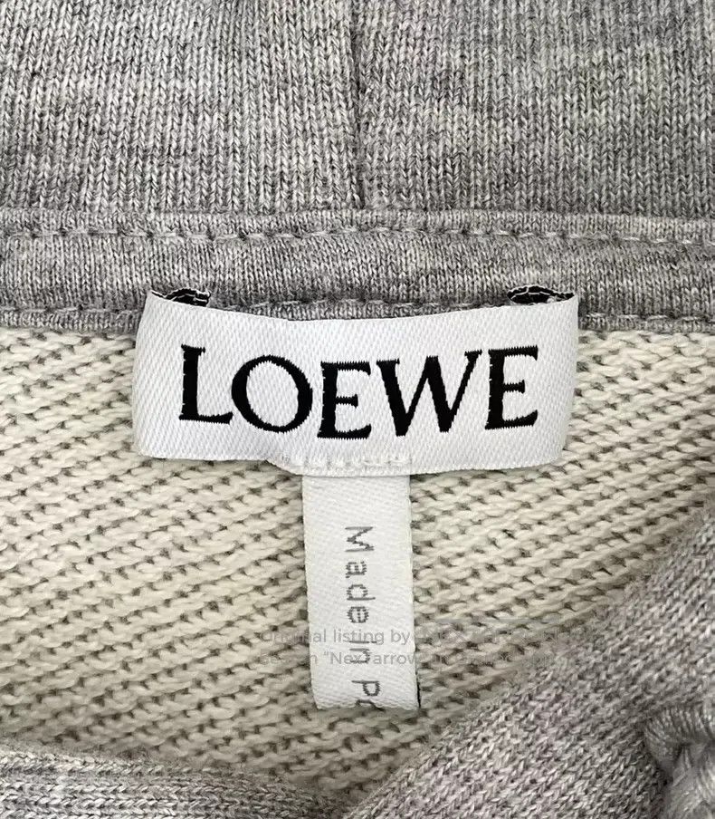 Loewe LOEWE Grey Leather Pocket Large Logo Hooded Sweatshirt Size XXS / US 00 / IT 34 - 3 Thumbnail