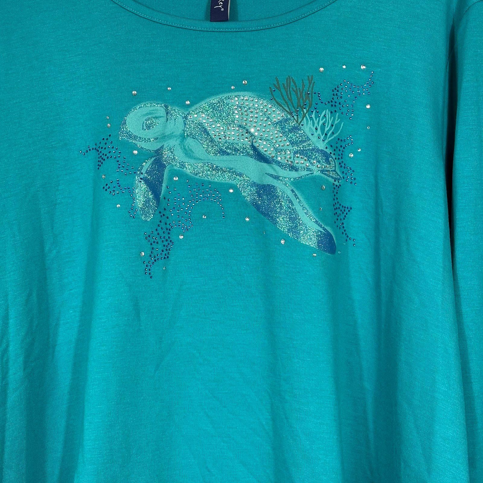 Other Casey Key Women's Turquoise Sea Turtle Graphic Shirt 2X NWT Size XXL / US 16-18 / IT 52-54 - 2 Thumbnail
