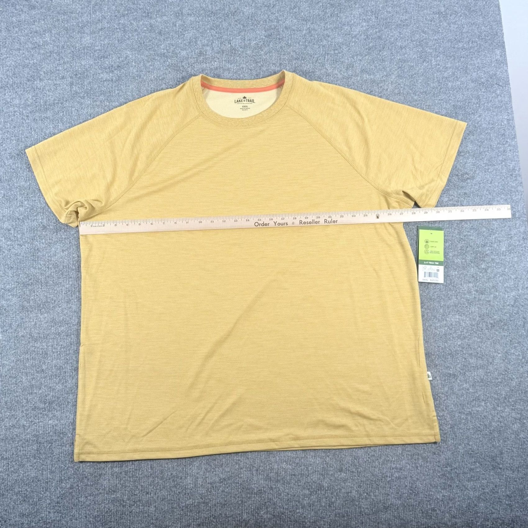 Vintage Lake & Trail Shirt Mens 3XL Yellow Fast Dri Tech Tee UPF 30 Recycled Polyester Size US XXL / EU 58 / 5 - 3 Thumbnail