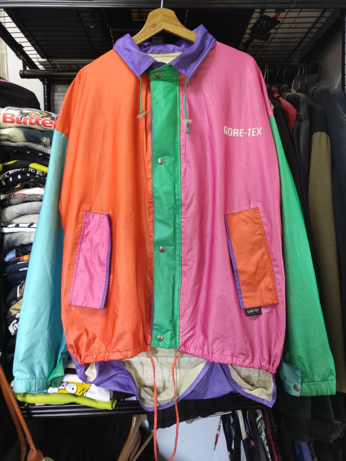 Goretex Vtg 90's Gore-Tex Multicolor Hoodie Jacket Size US XL / EU 56 / 4 - 3 Thumbnail
