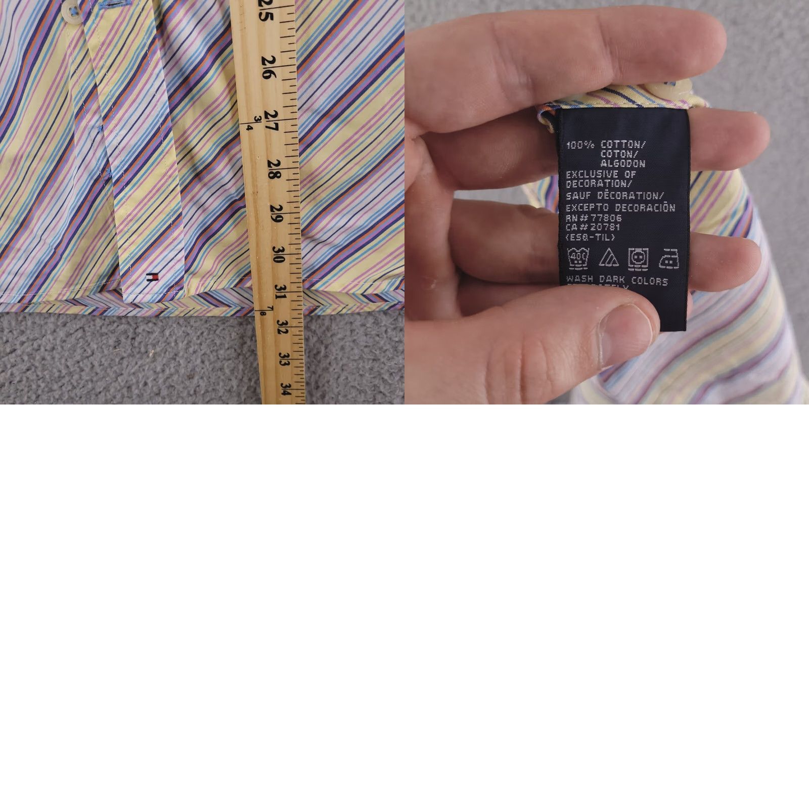 Tommy Hilfiger Tommy Hilfiger Shirt Mens Large Striped Club Shirt 80s Yellow Button-Up Short Sleeve Size US L / EU 52-54 / 3 - 8 Thumbnail