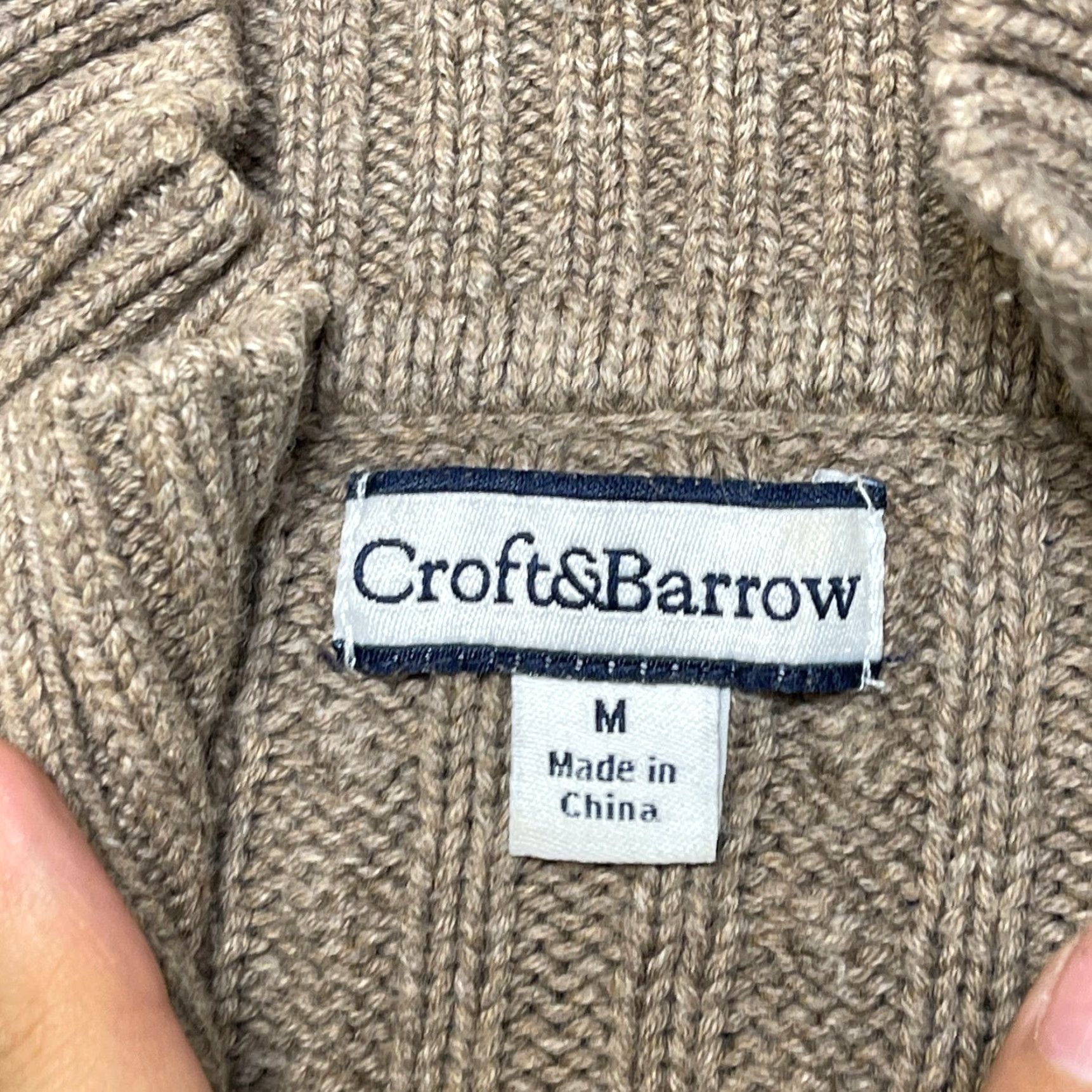 Croft & Barrow Croft & Barrow Ribbed Sweater Womens Medium Brown Cable Knit Cotton Mock Neck Pullover Knit Casual Size M / US 6-8 / IT 42-44 - 7 Thumbnail