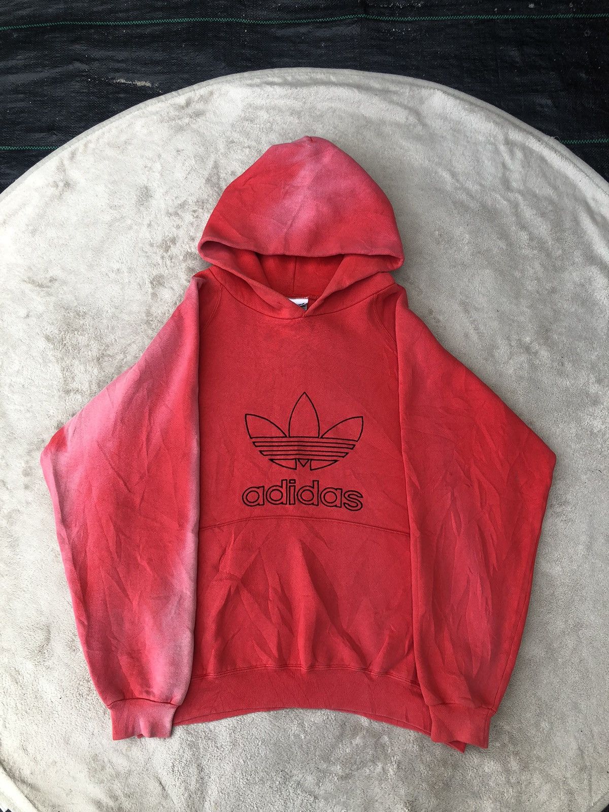 Vintage Vintage 80s Adidas Big Logo Distressed Hoodie Size US XL / EU 56 / 4 - 2 Thumbnail