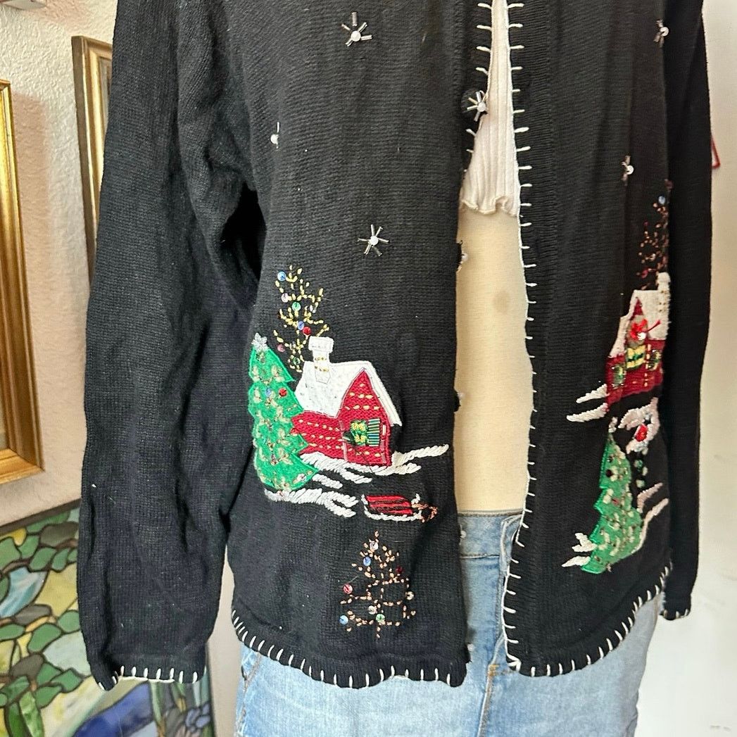 Other sarah bentley christmas embroidered knit cardigan sweater Size L / US 10 / IT 46 - 2 Thumbnail