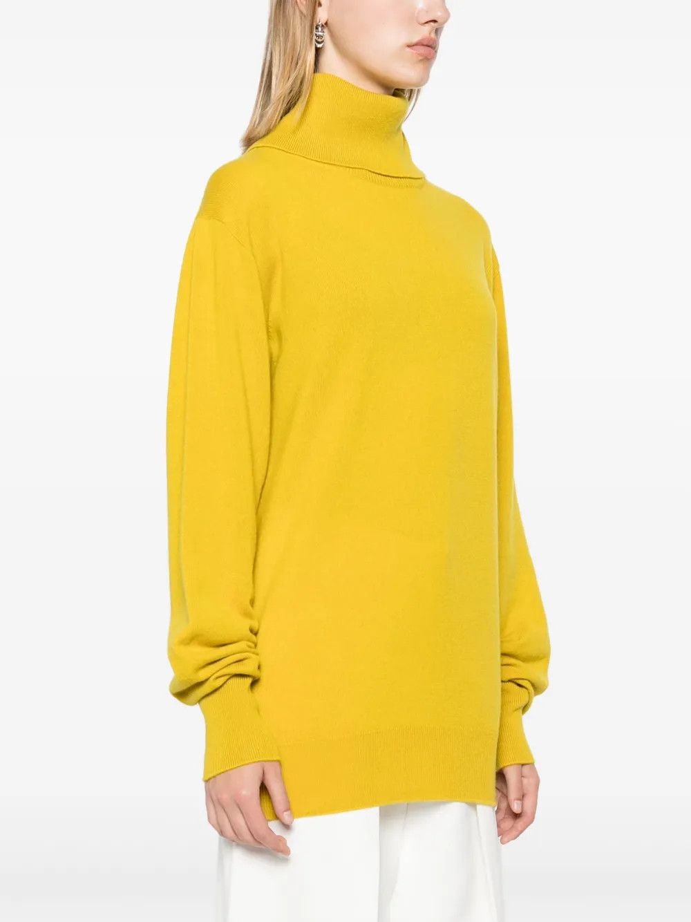 Jil Sander o1y1025 Turtleneck Cashmere Blend Sweater in Yellow Size S / US 4 / IT 40 - 2 Thumbnail