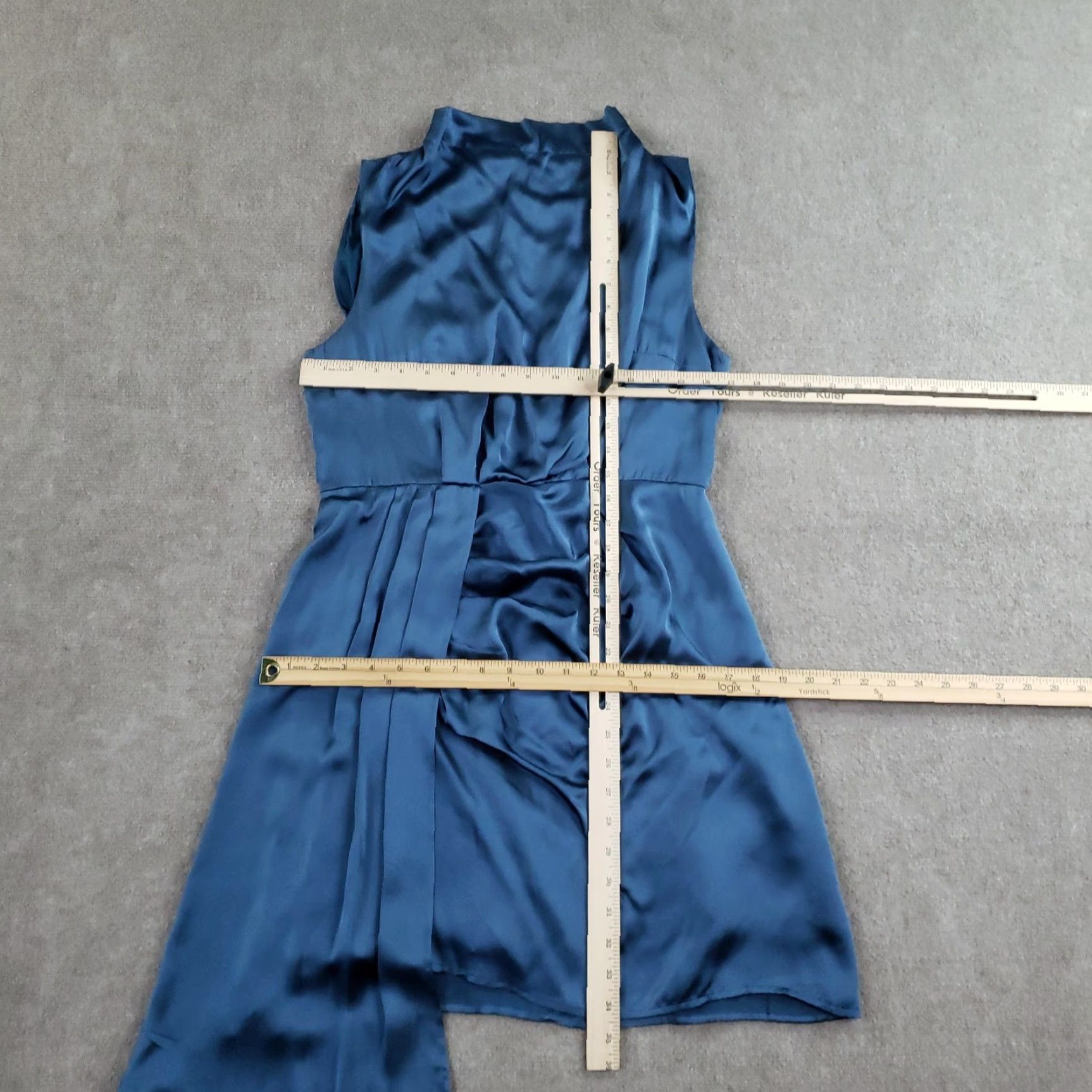 Anthropologie Anthropologie Dress 10 Blue Satin Sleeveless Asymmetrical Cocktail Womens Size L / US 10 / IT 46 - 2 Thumbnail
