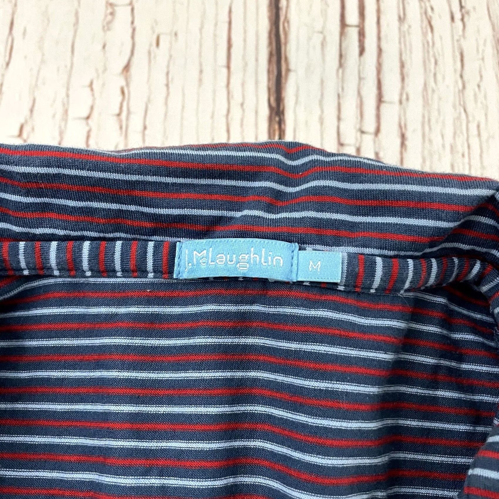 J.McLaughlin J.McLaughlin Short Sleeve Striped Button Front Polo Shirt Mens M Blue Red Size US M / EU 48-50 / 2 - 2 Thumbnail