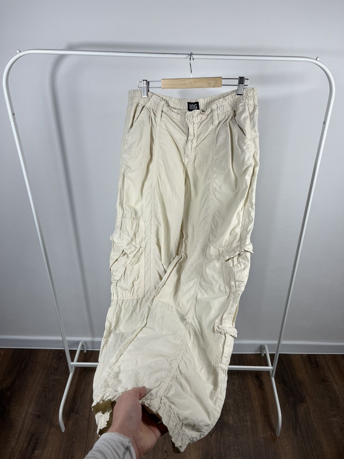 Bdg BDG Baggy Cargo Pants Cream Y2K Streetwear Size 32" / US 10 / IT 46 - 9 Thumbnail