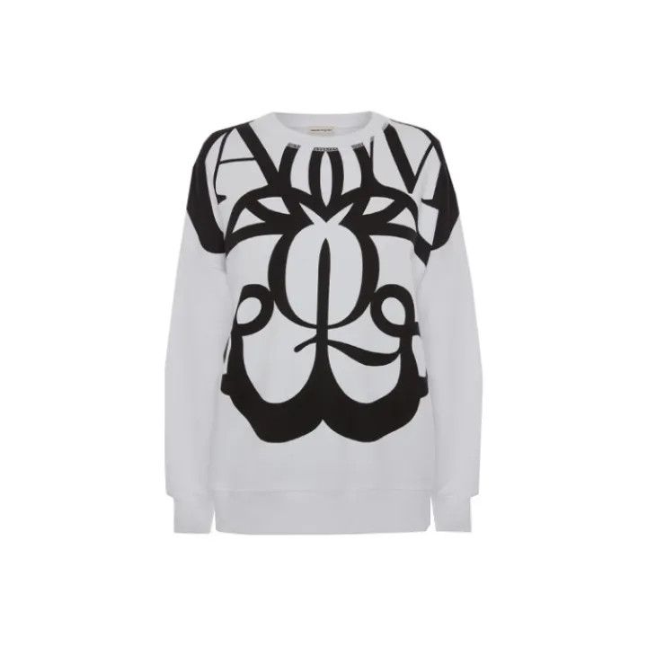 Alexander McQueen Alexander McQueen White Printed Long Sleeve Sweatshirt 0079 Size M / US 6-8 / IT 42-44 - 1 Thumbnail