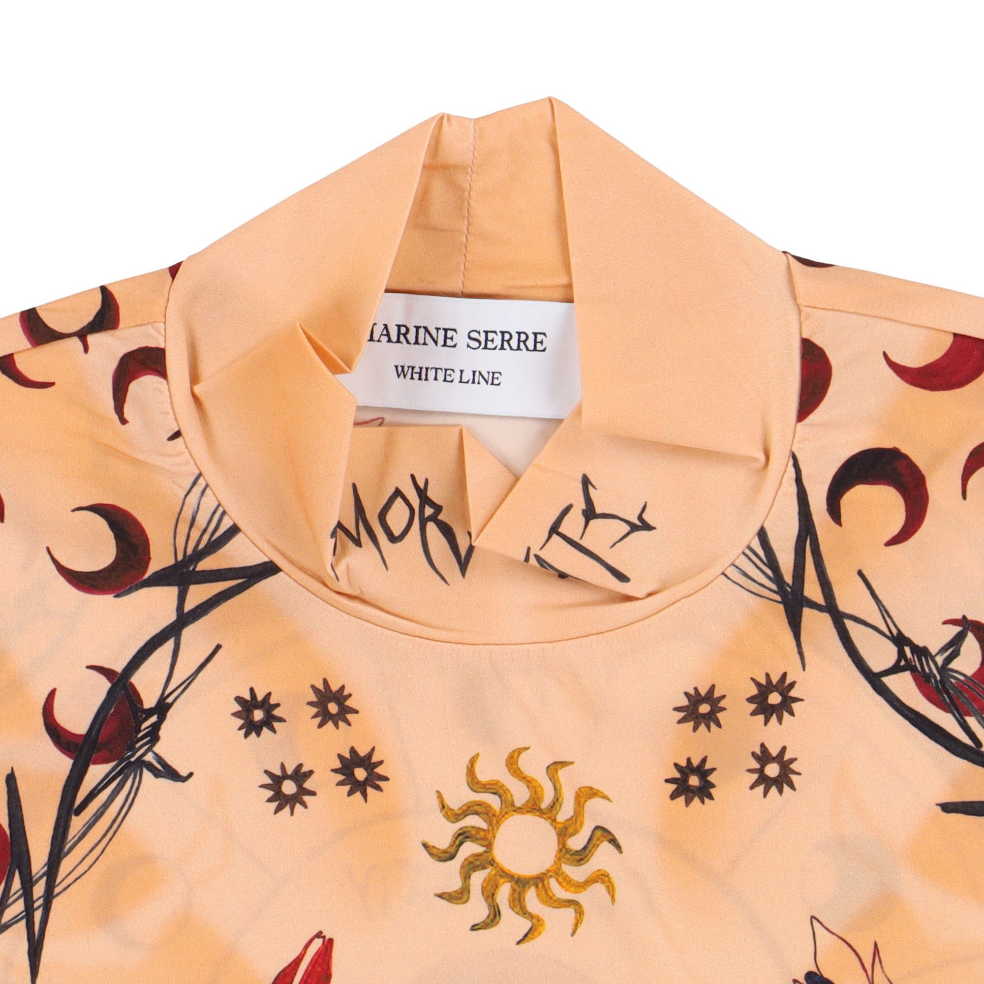 Marine Serre Whiteline Tan Tattoo Moon Logo Print Second Skin Top Size L / US 10 / IT 46 - 7 Thumbnail