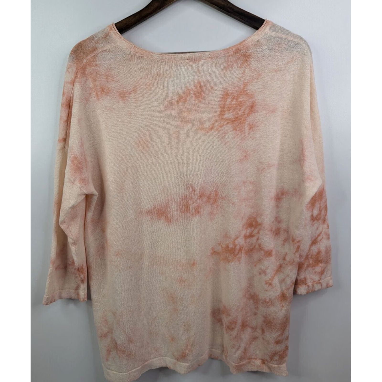 J. Jill J. Jill Tunic Shirt Linen Blend Tie Dye 3/4 Sleeve V-Neck Pullover L Beige Pink Orange Womens Lagenlook Beach Bohemian Colorful Size L / US 10 / IT 46 - 3 Thumbnail