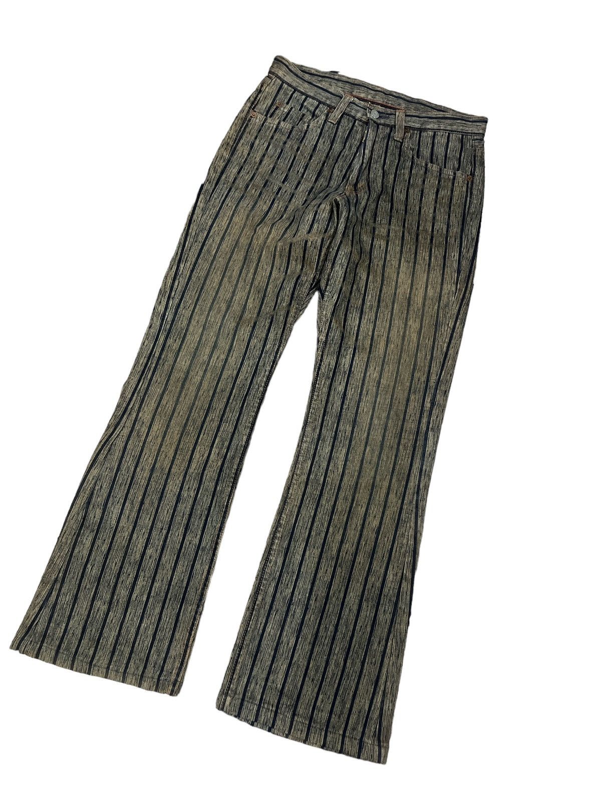 Hysteric Glamour FLARED🔥BLUE WAY STRIPED GRUNGE DISTRESSED DENIM PANT Size US 29 - 5 Thumbnail