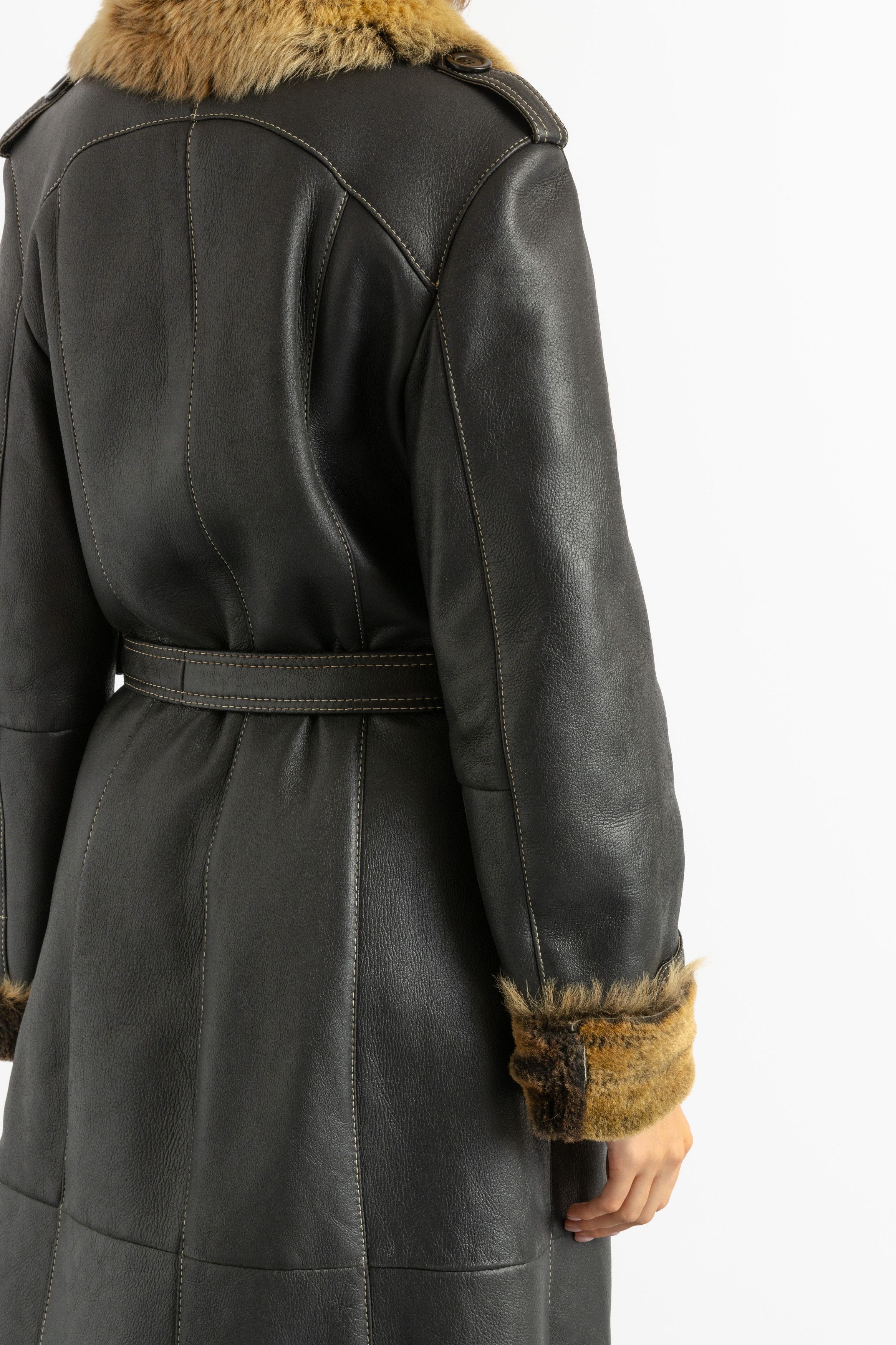 Vintage Sheepskin Leather Shearling Fastens Coat size Medium 8712 Size M / US 6-8 / IT 42-44 - 4 Thumbnail