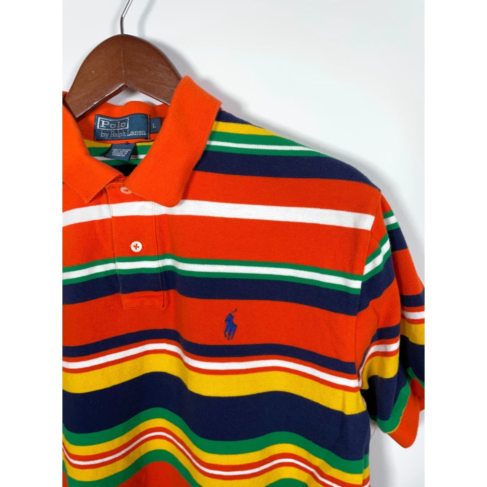 Polo Ralph Lauren Polo Ralph Lauren Polo Shirt Men Large Orange Yellow Stripe Pique Cotton Polo Shirt Mens Large Orange Yellow Stripe Polo Ralph Lauren Size US L / EU 52-54 / 3 - 7 Thumbnail
