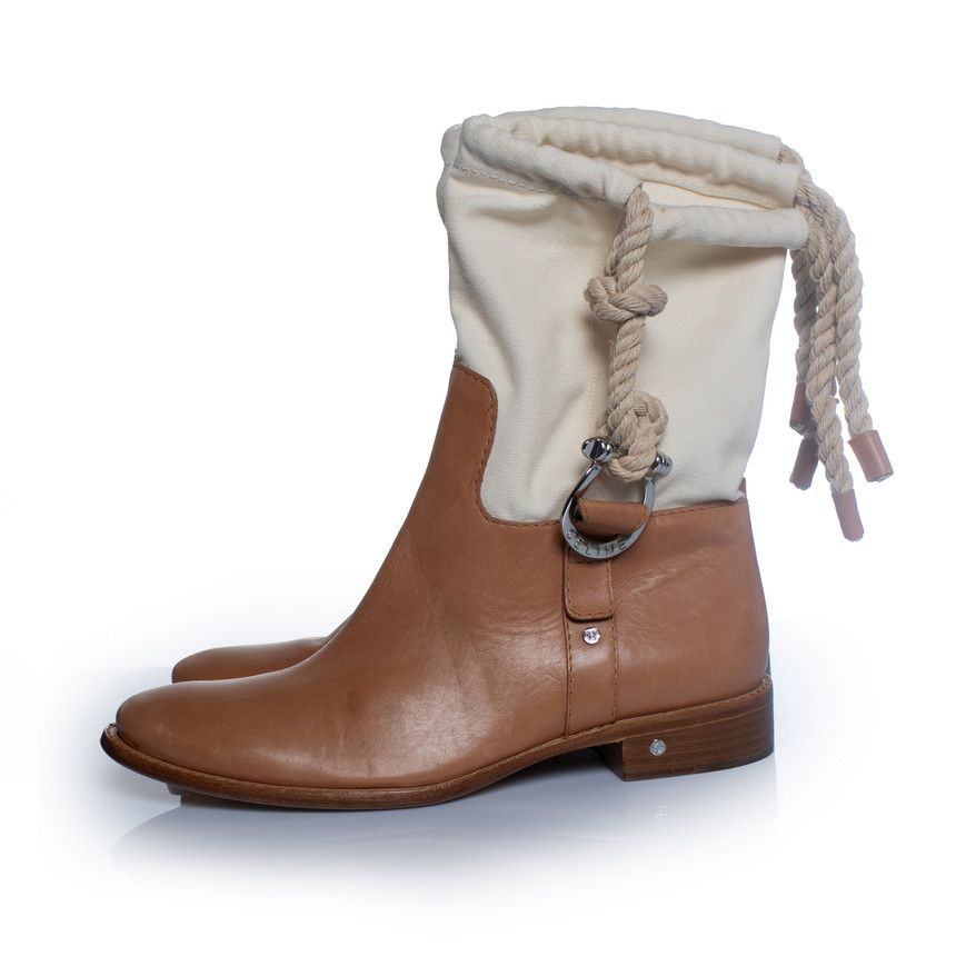 Celine Celine, Leather and canvas cowboy boots Size US 8.5 / IT 38.5 - 2 Thumbnail