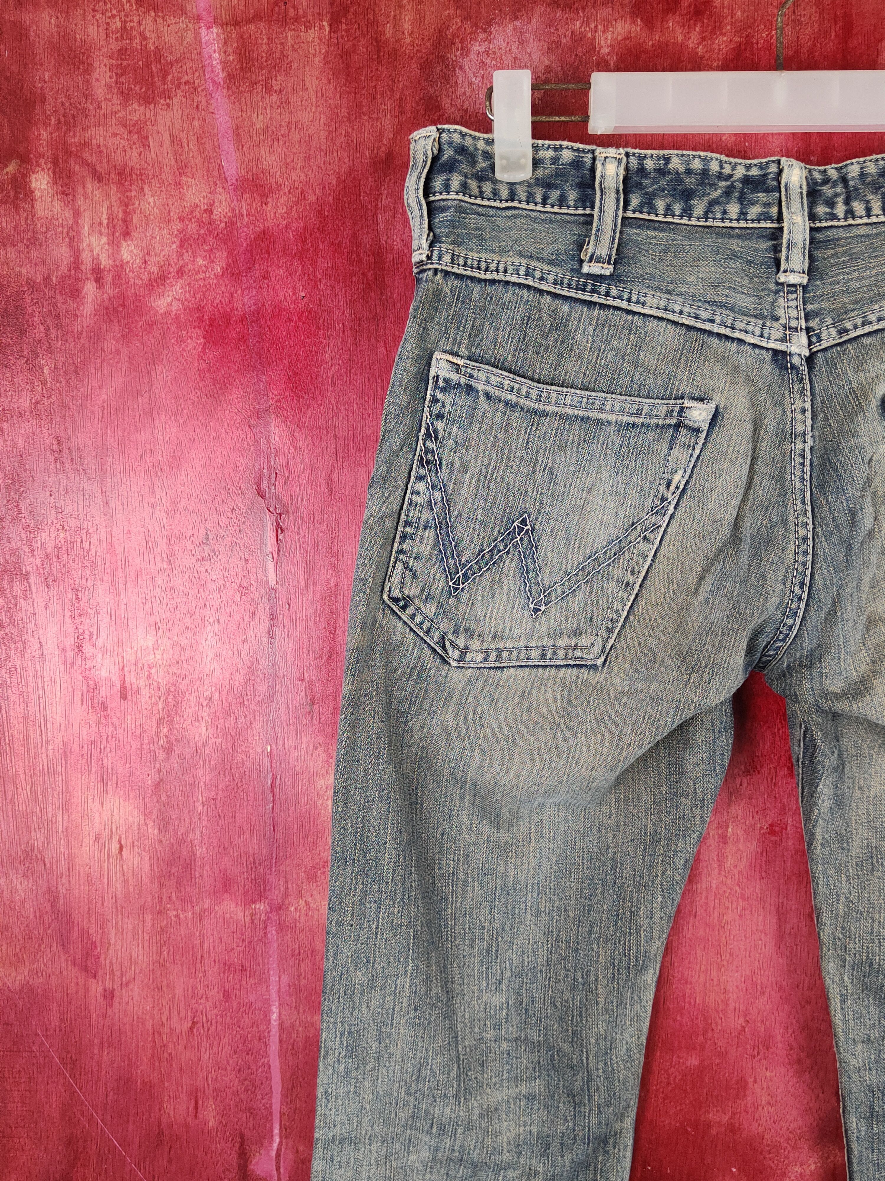Japanese Brand Wrangler Dark Blue Faded Distressed Ripped Jeans #S1644 Size 30" / US 8 / IT 44 - 9 Thumbnail