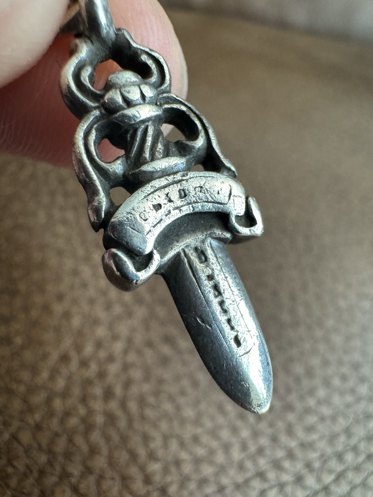 Chrome Hearts Vintage Chrome Hearts Silver #5 Dagger Pendant&Leather Strap Size ONE SIZE - 2 Thumbnail