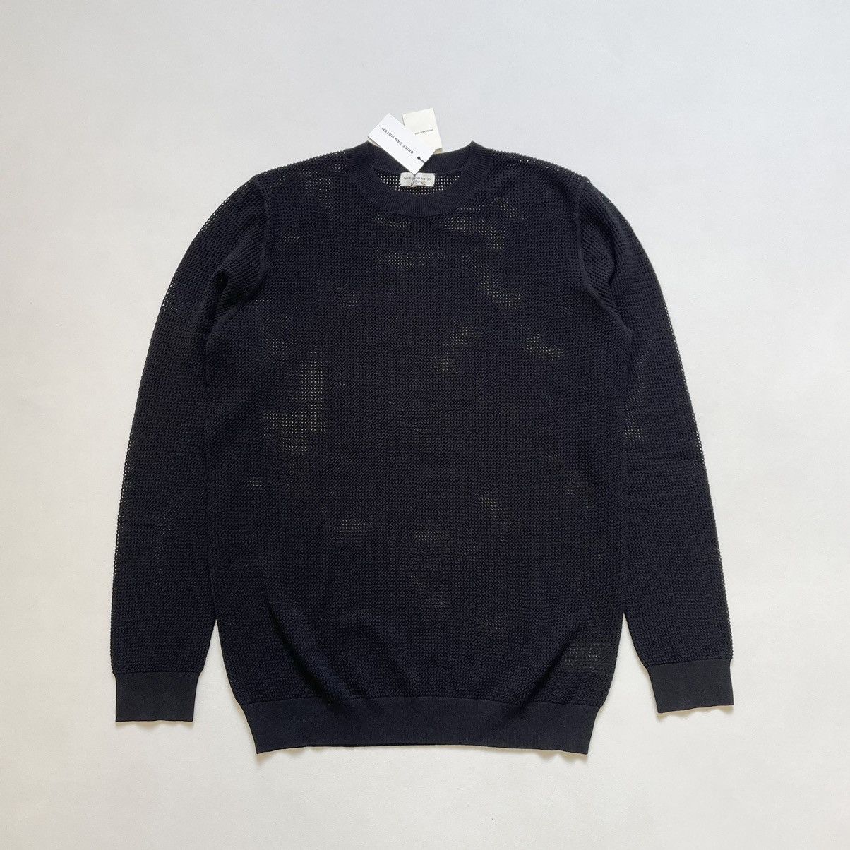 Dries Van Noten Black Tech Mesh Knit Sweater Size US L / EU 52-54 / 3 - 17 Thumbnail