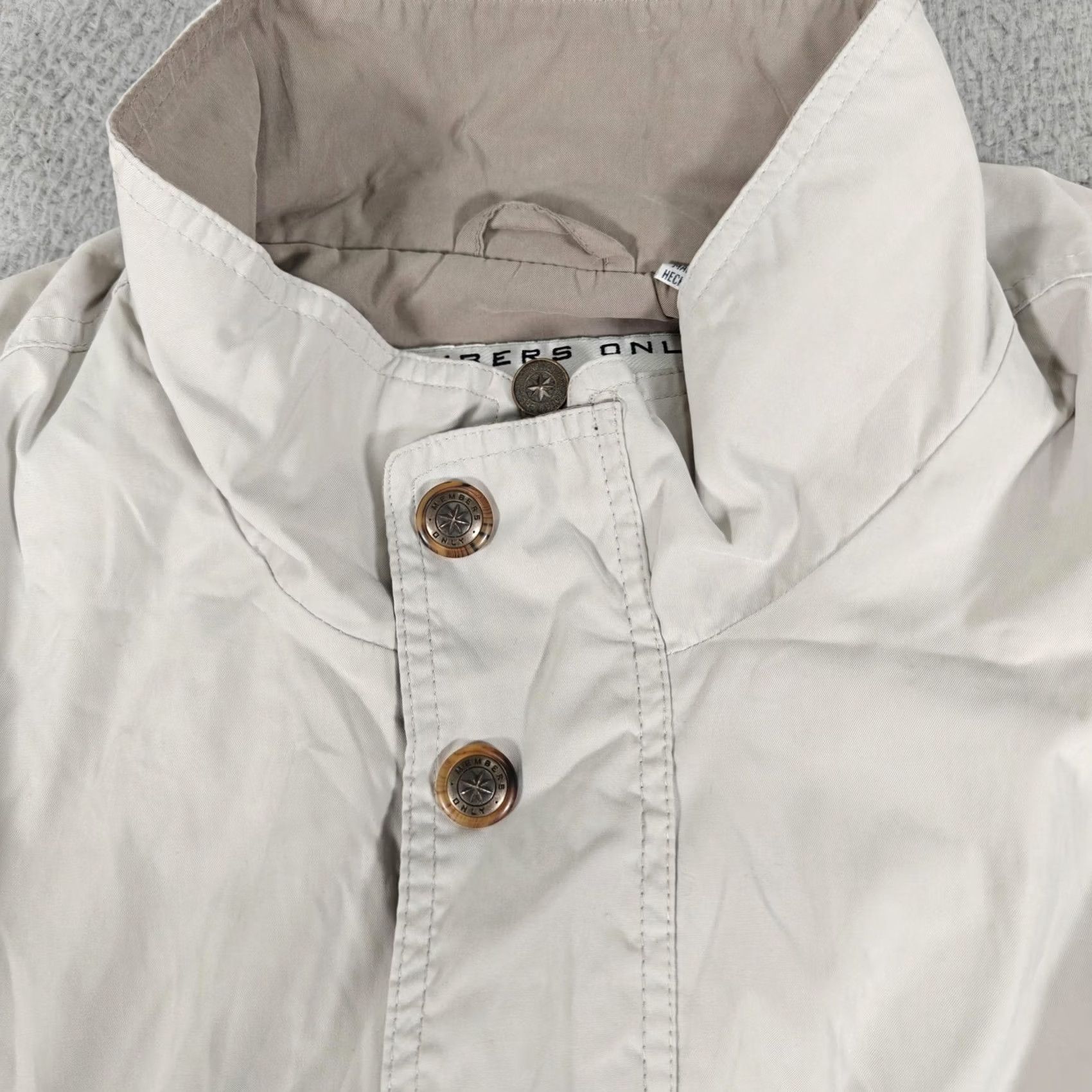 Members Only Members Only Jacket Mens Large Beige Microfiber Full Zip Windbreaker Coat Pockets Size US L / EU 52-54 / 3 - 5 Thumbnail