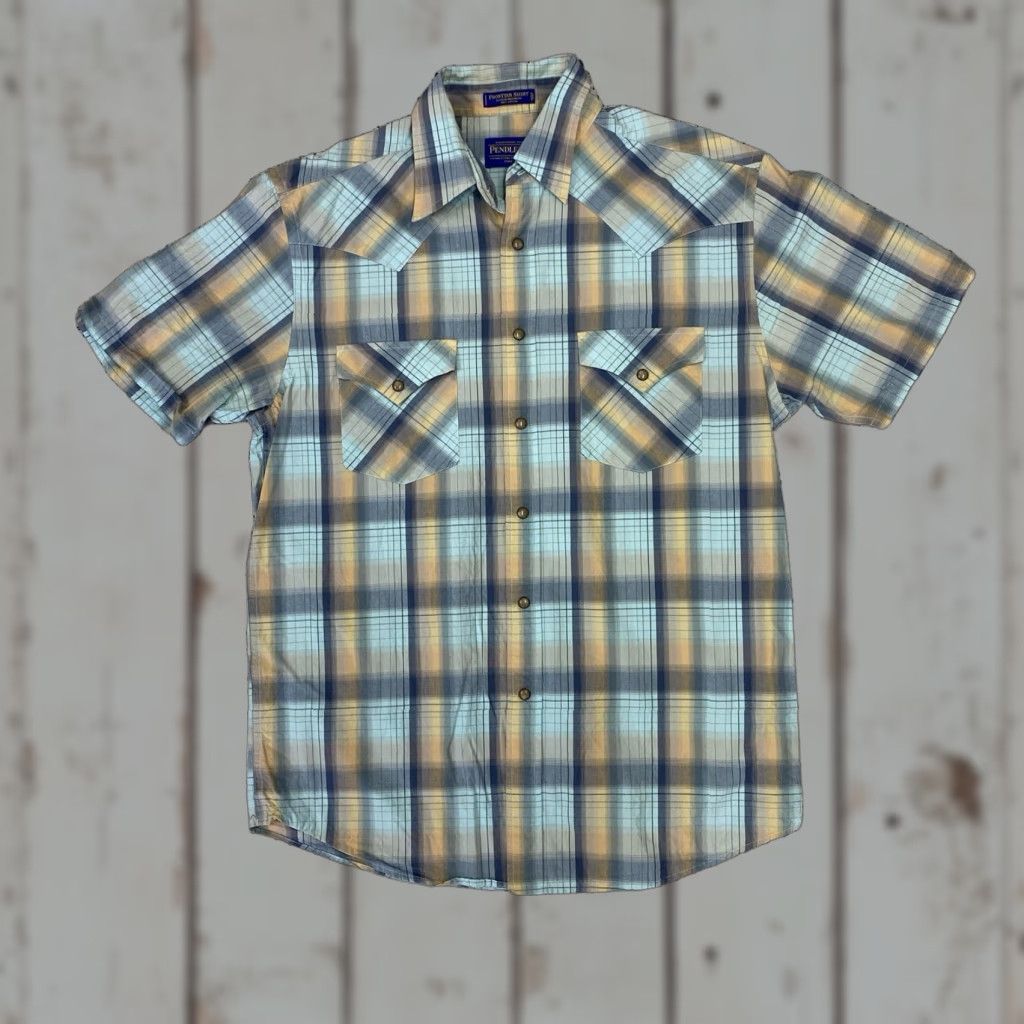 Pendleton Pendleton Frontier Shirt Mens Medium Plaid Pearl Snap Western Short Sleeve Brown Blue Button-Up Casual Shirt Mens Size US M / EU 48-50 / 2 - 1 Thumbnail