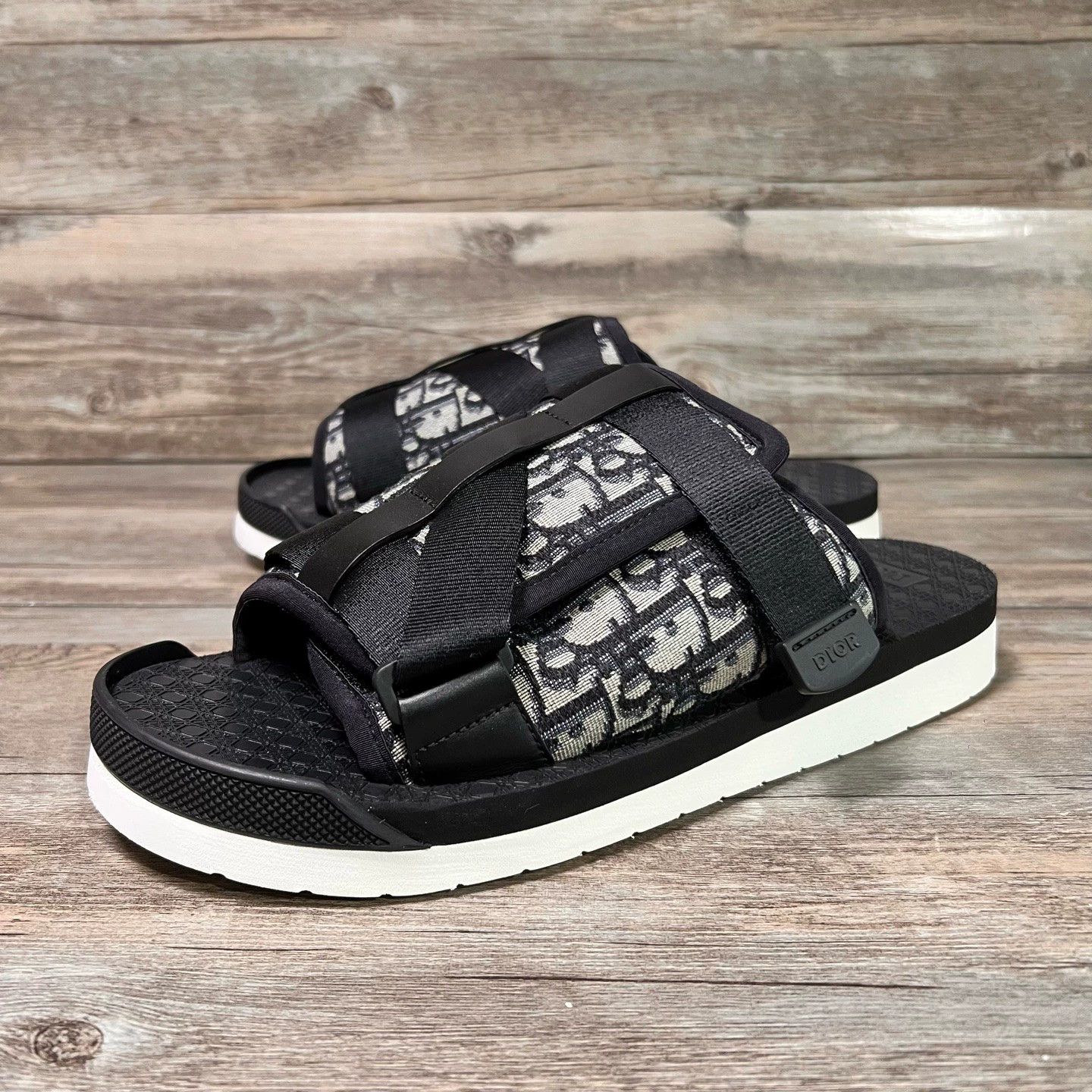 Dior Dior Alpha Sandals Black Oblique Jacquard EU 42 Slides Italy