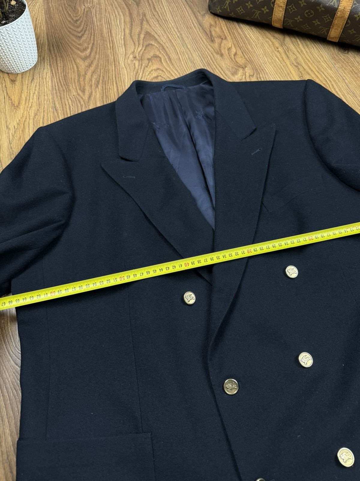 Burberry Vintage wool navy blazer Burberry original luxury item Size 54L - 5 Thumbnail