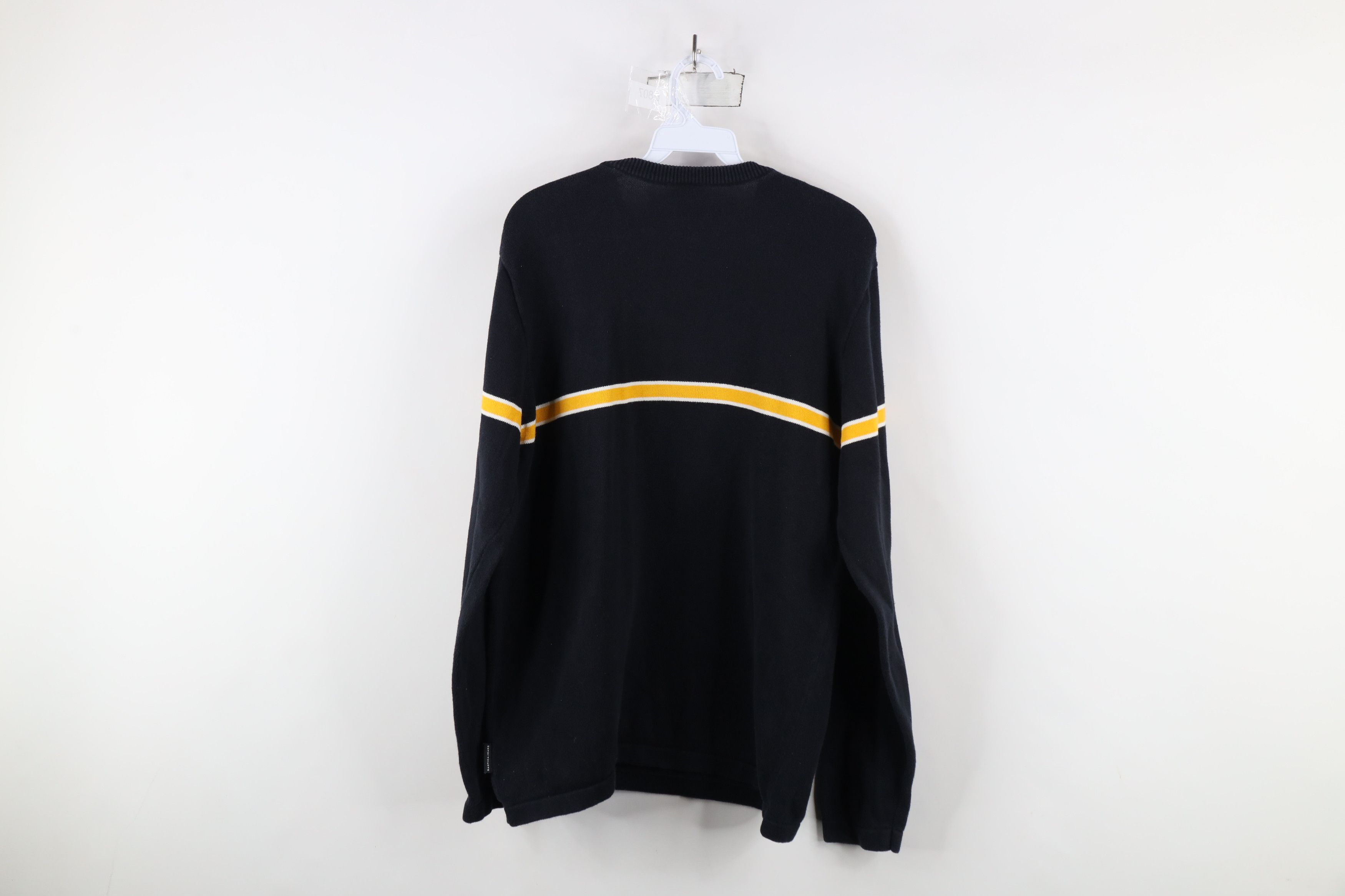 Nautica × Vintage Vintage 90s Nautica Spell Out Striped Knit Crewneck Sweater Size US L / EU 52-54 / 3 - 7 Thumbnail