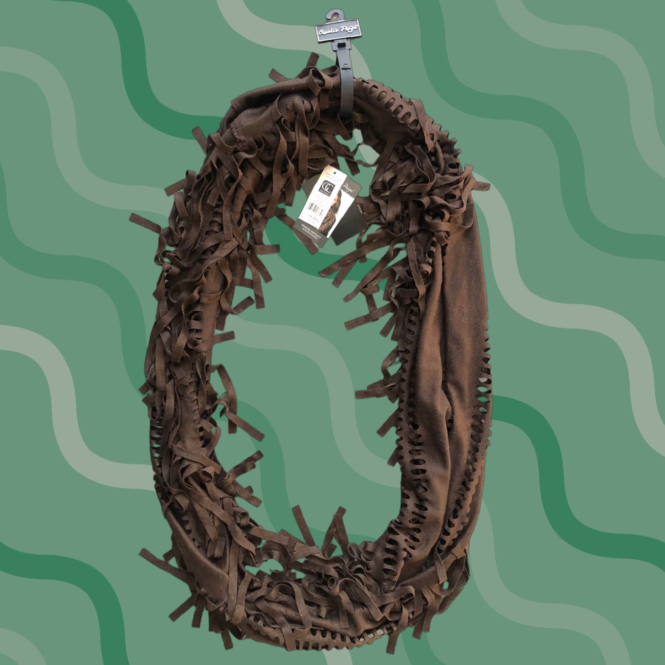 Paige NWT Charlie Paige Giftcraft Fringe Infinity Scarf Brown Polyester Women Size ONE SIZE - 1 Thumbnail
