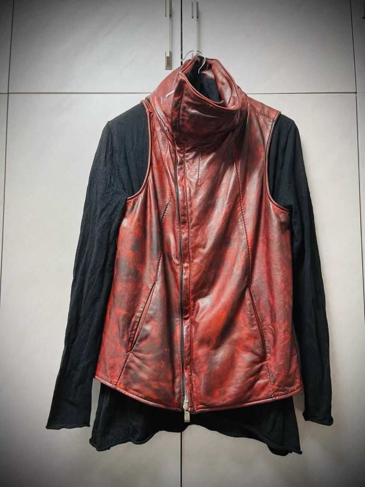 Incarnation Incarnation Red Calfskin Leather Vest YKK Double Zip Size US XS / EU 42 / 0 - 4 Thumbnail