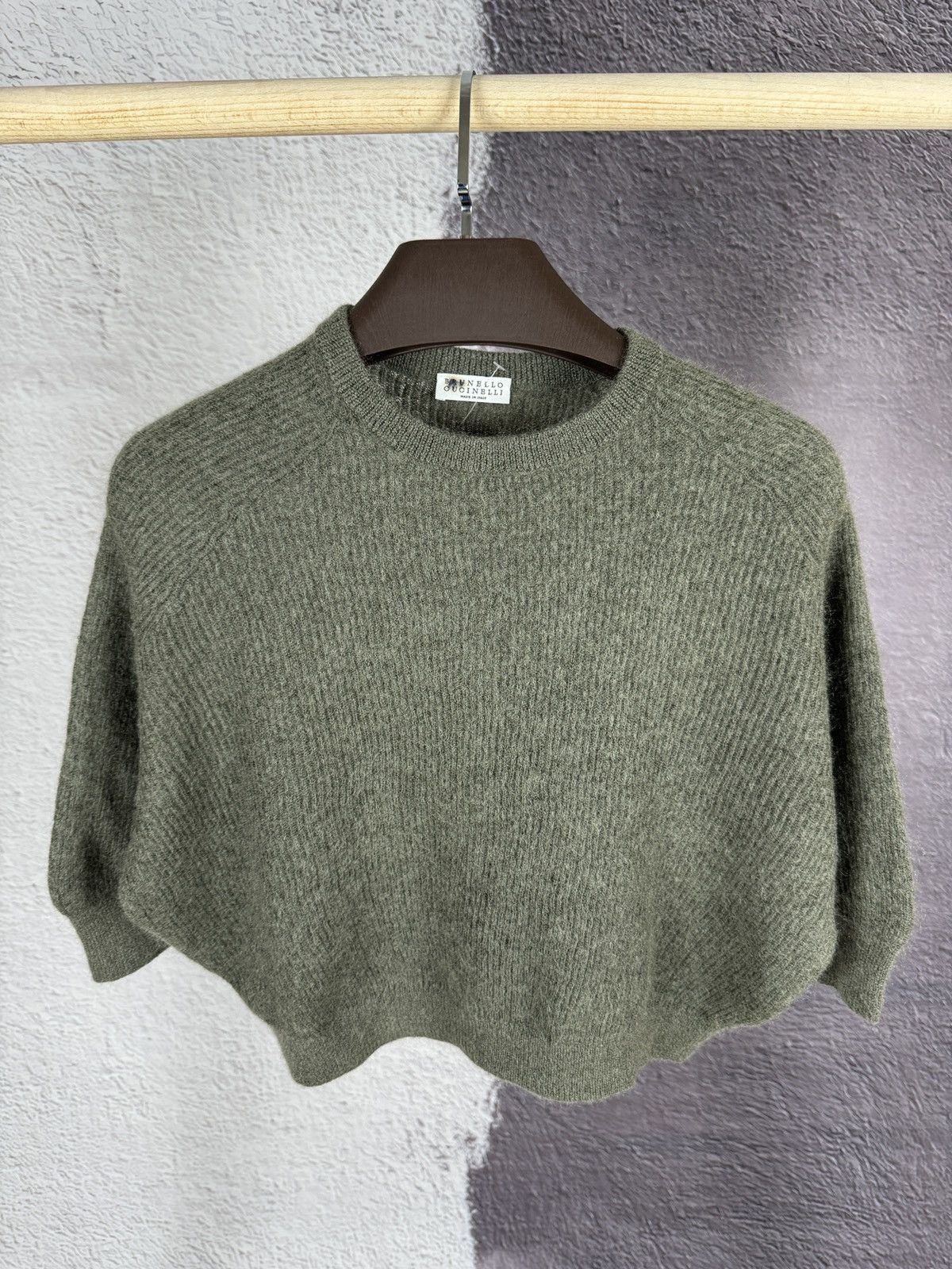 Brunello Cucinelli Brunello Cucinelli mohair wool khaki cropped sweater Size S / US 4 / IT 40 - 2 Thumbnail