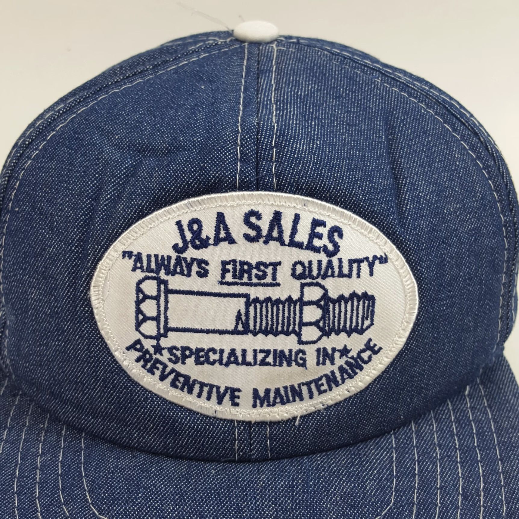 Denime VINTAGE 80s Cardinal Denim Trucker Hat Adjustable Snapback Cap Patch Blue One Size Mens Size ONE SIZE - 2 Thumbnail