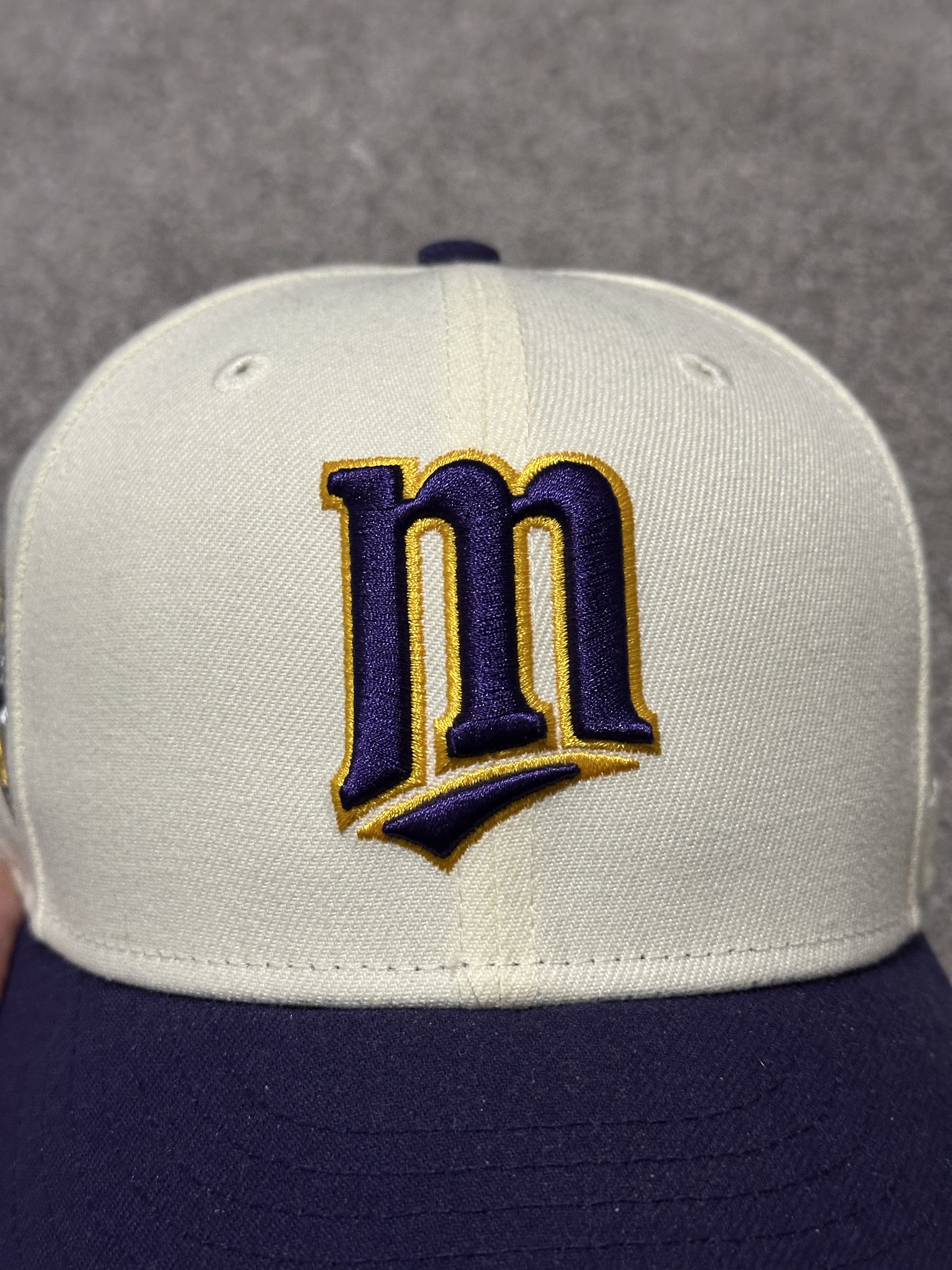 New Era Minnesota Twins “M” Logo Cream/Purple Fitted – Size 7 1/4 Size ONE SIZE - 2 Thumbnail
