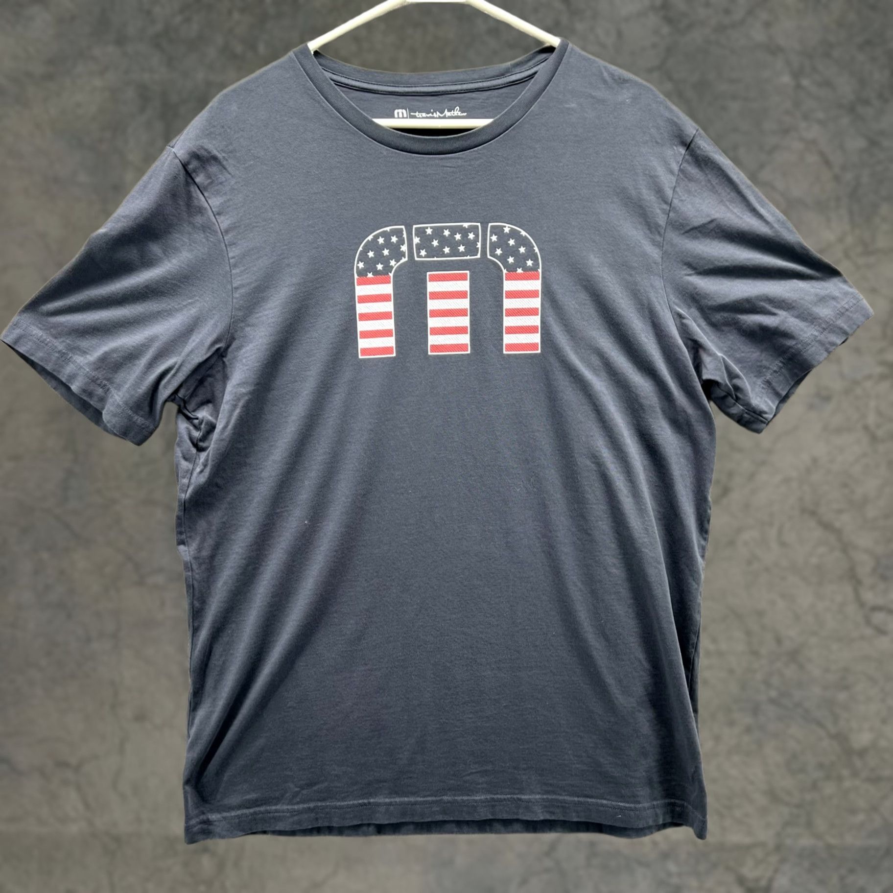 TravisMathew Travis Mathew Shirt Mens Large Blue Graphic American Flag Big Print Crewneck T-Shirt Size US L / EU 52-54 / 3 - 1 Thumbnail