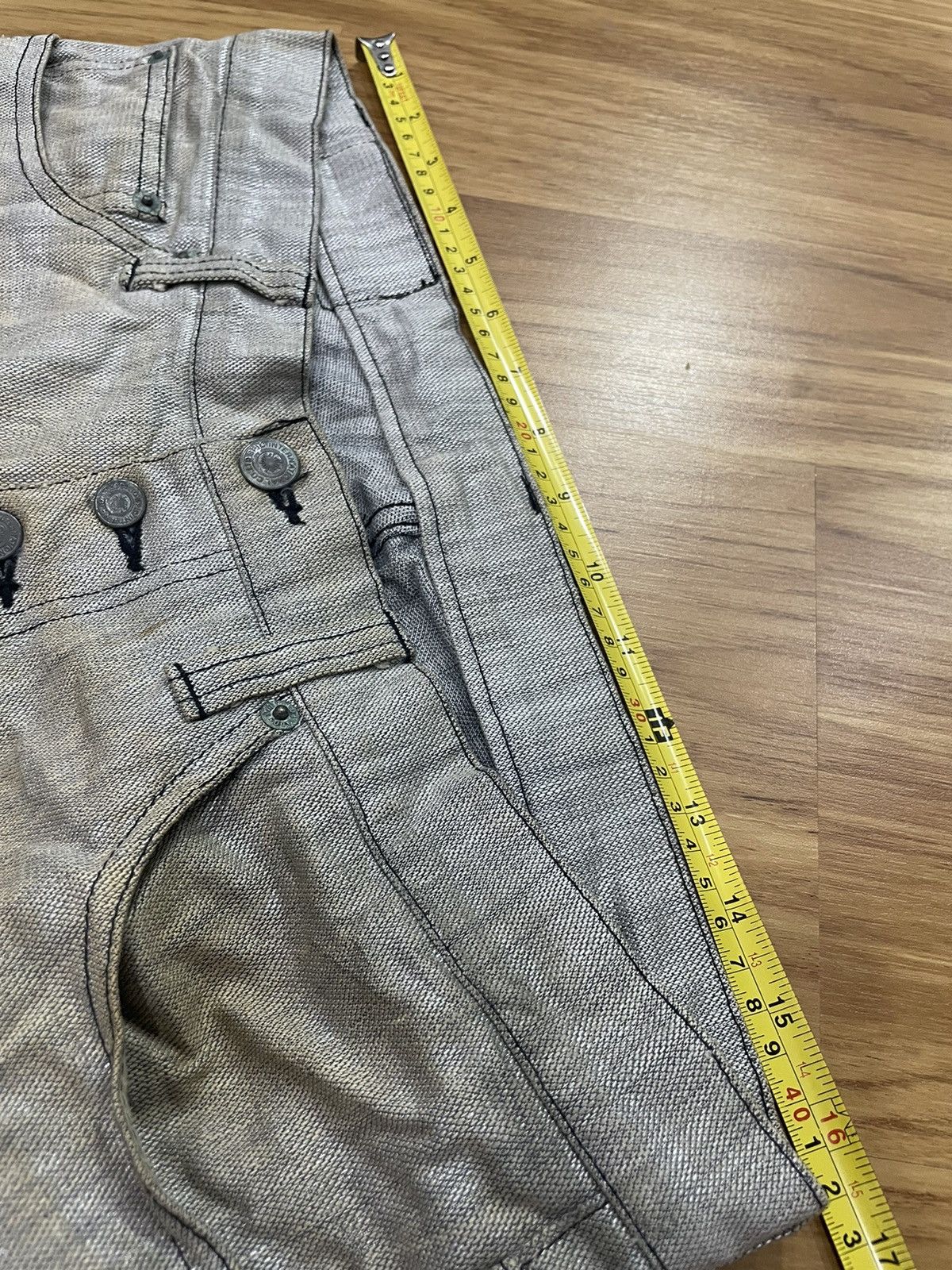 Tornado Mart Tornado Mart Waxed Silver Coated Flared Denim Pant Size US 32 / EU 48 - 17 Thumbnail