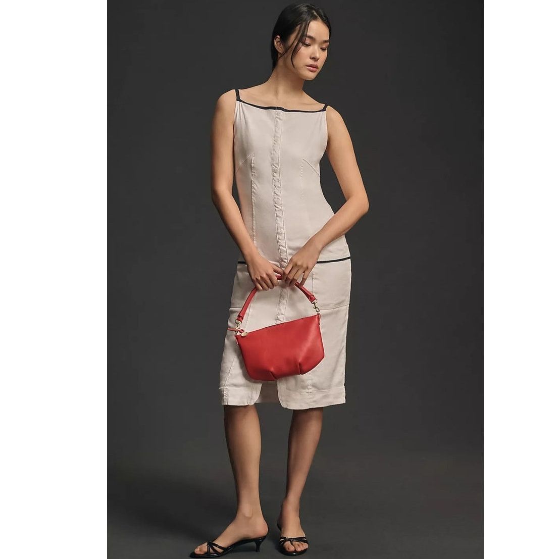 Anthropologie NWT The Colette Button Midi Dress $168 X-SMALL Ivory Pockets Size XS / US 0-2 / IT 36-38 - 1 Thumbnail
