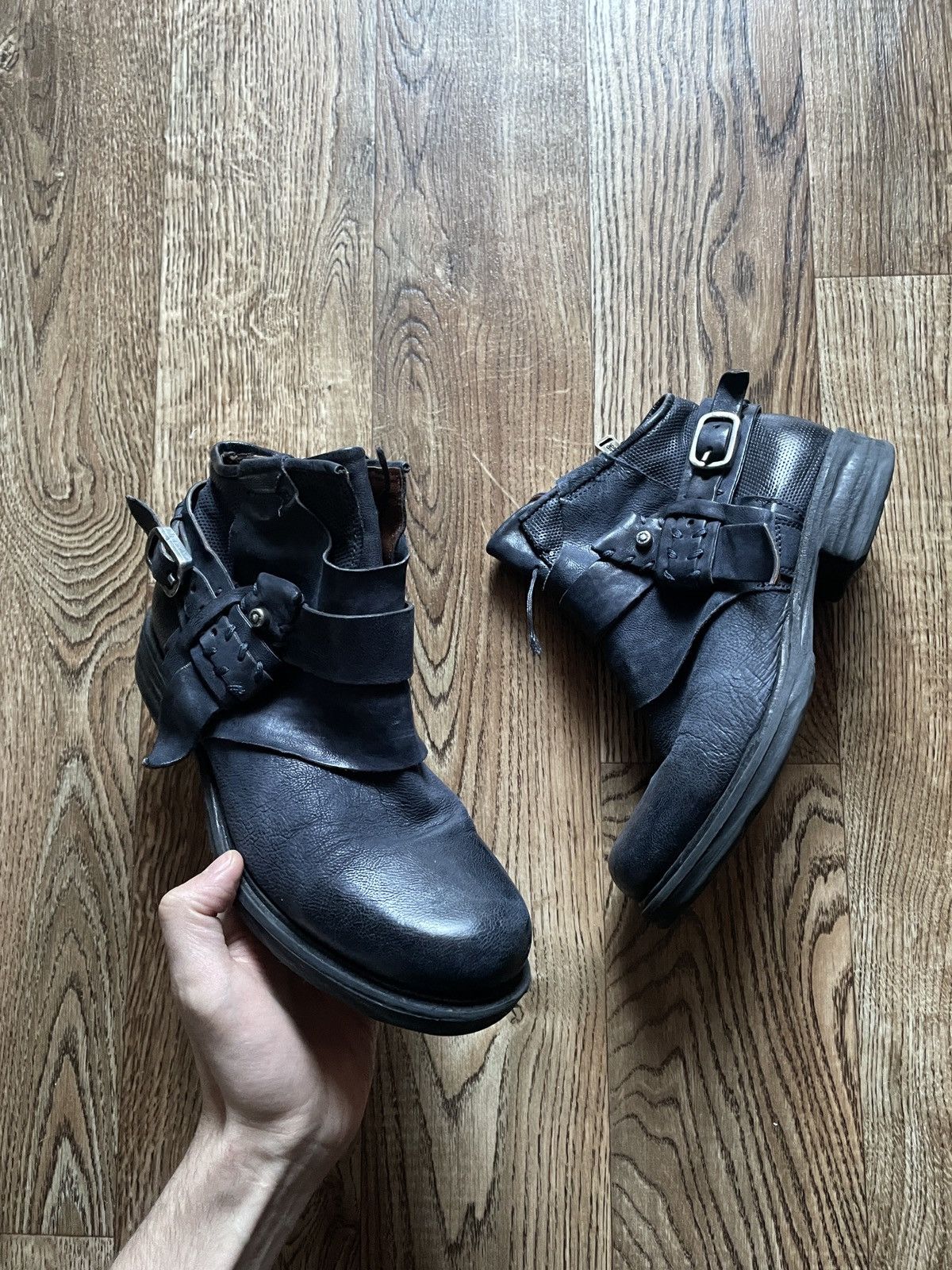 A.S.98 Blue Avant-Garde Leather Ankle Boots AS98 Style Size US 8 / IT 38 - 2 Thumbnail