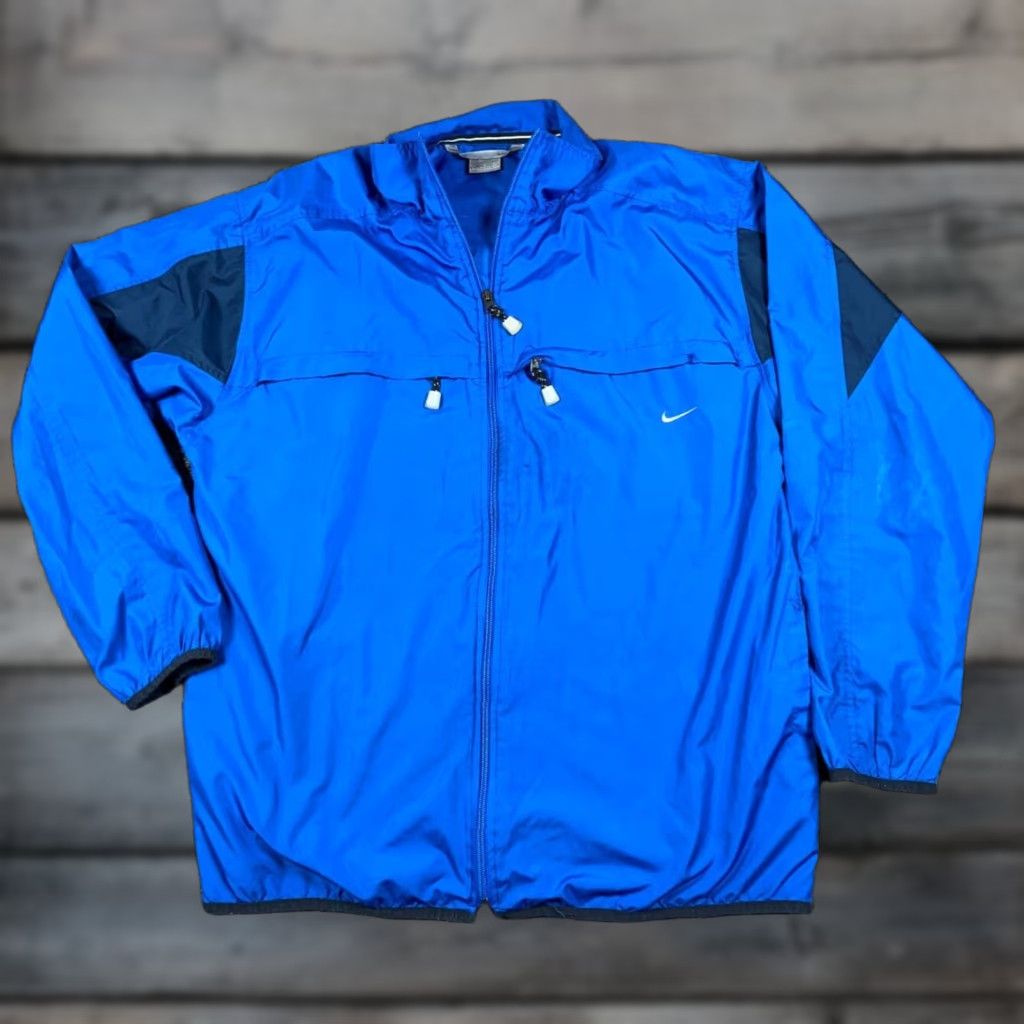 Nike VINTAGE Nike Windbreaker Jacket Adult Large Blue Embroidery 90s Hip Hop Sp r ot Logo Mens Size US L / EU 52-54 / 3 - 1 Thumbnail