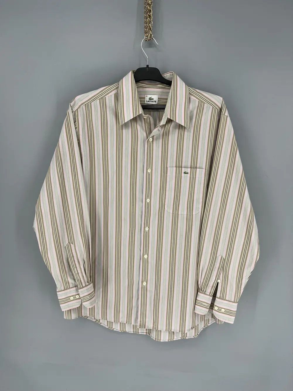 Lacoste Lacoste Long Sleeve Button Down Shirt Blue Stiped Collared Size US XL / EU 56 / 4 - 1 Thumbnail