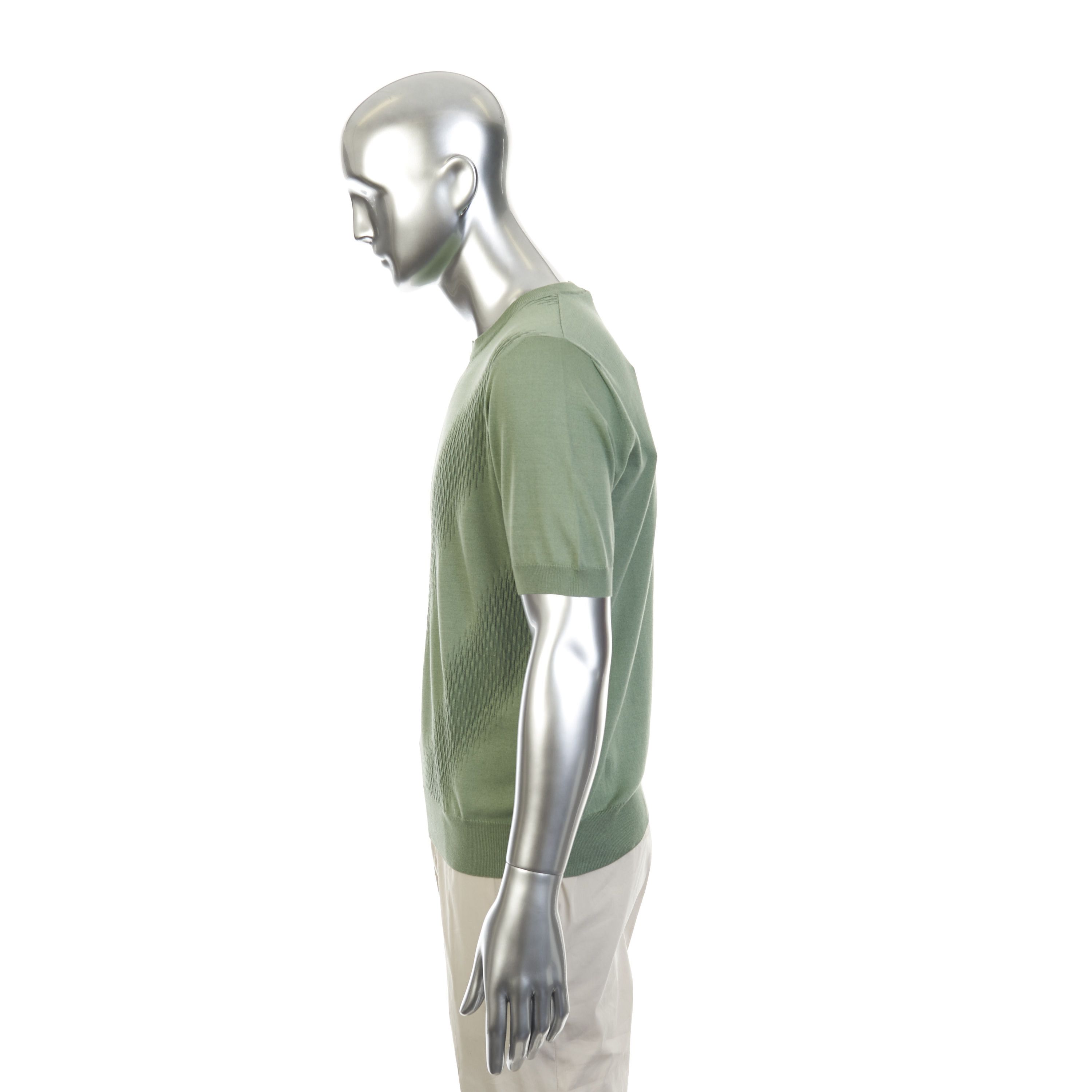 Zilli Thyme Green Casual Short Sleeves Sweater with V Patern Size US M / EU 48-50 / 2 - 3 Thumbnail