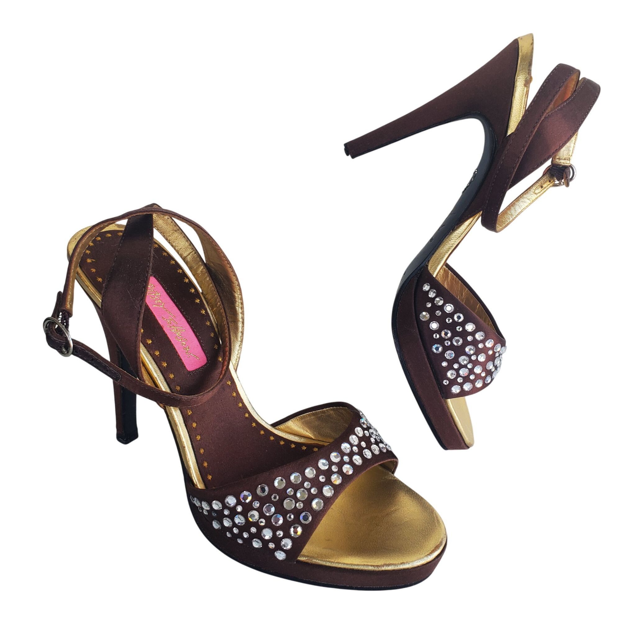 Betsey Johnson Betsey Johnson Cristie Platform Heels 7 Strappy Rhinestone B Size US 7 / IT 37 - 1 Thumbnail