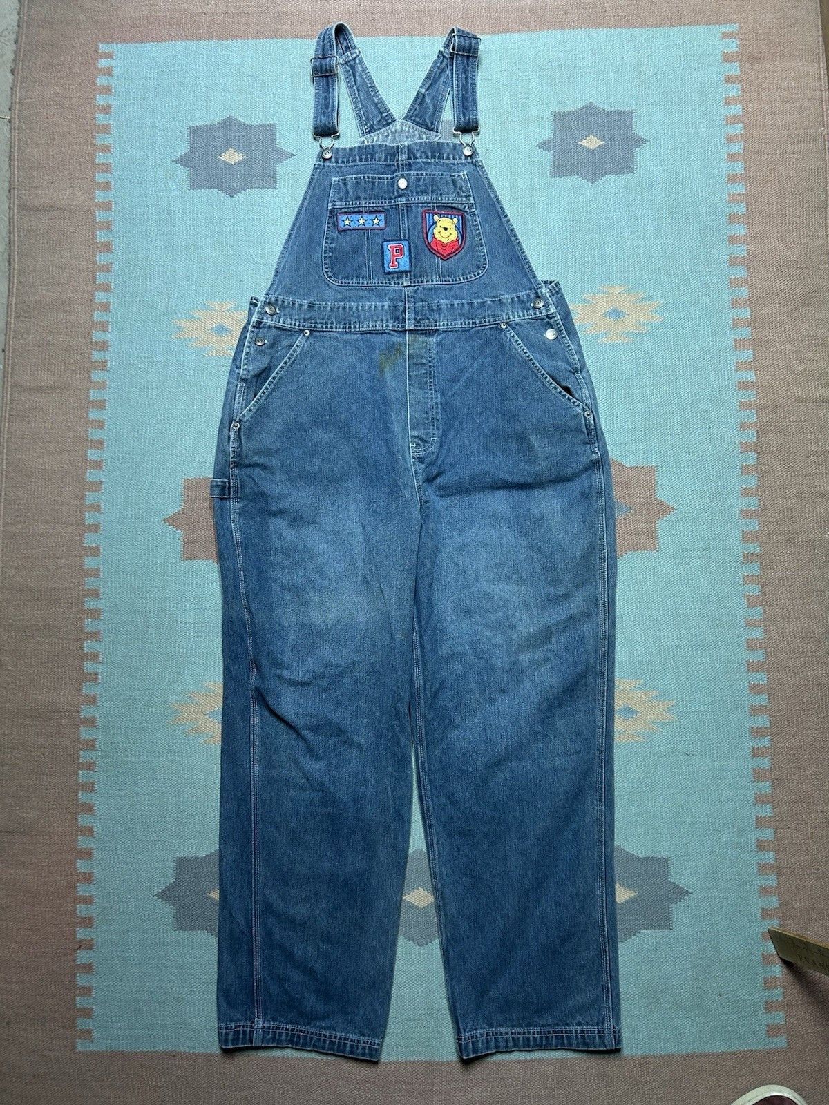 Disney Vtg Winnie the Pooh denim overalls embroidered Disney 36/37 Size 36" / US 14 / IT 50 - 1 Thumbnail