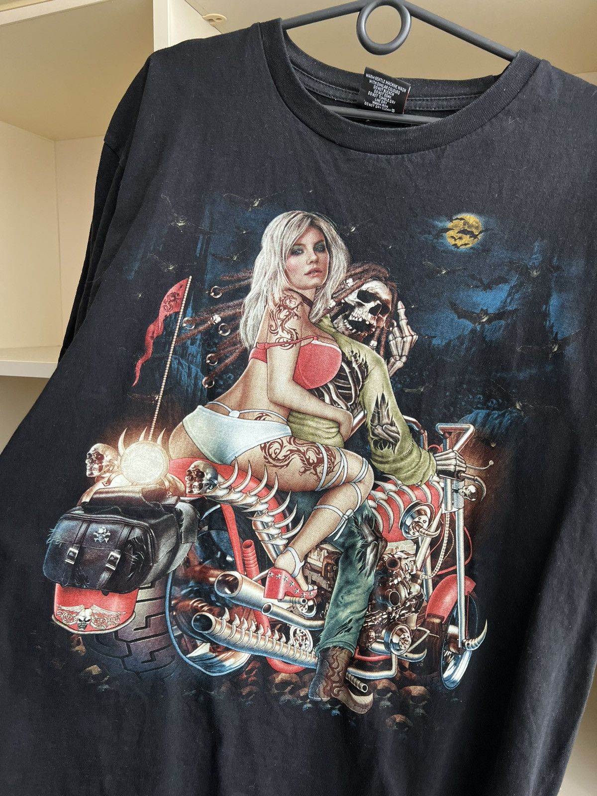 Band Tees Y2K Skeleton Biker Graphic T-Shirt Size US XXL / EU 58 / 5 - 8 Thumbnail