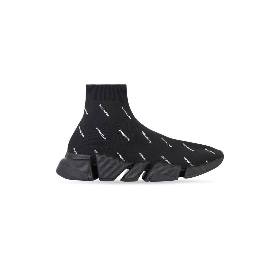 Balenciaga o1in1g0924 Speed 2.0 Recycled Knit Sneaker in Black/White Size US 13 / EU 46 - 1 Thumbnail
