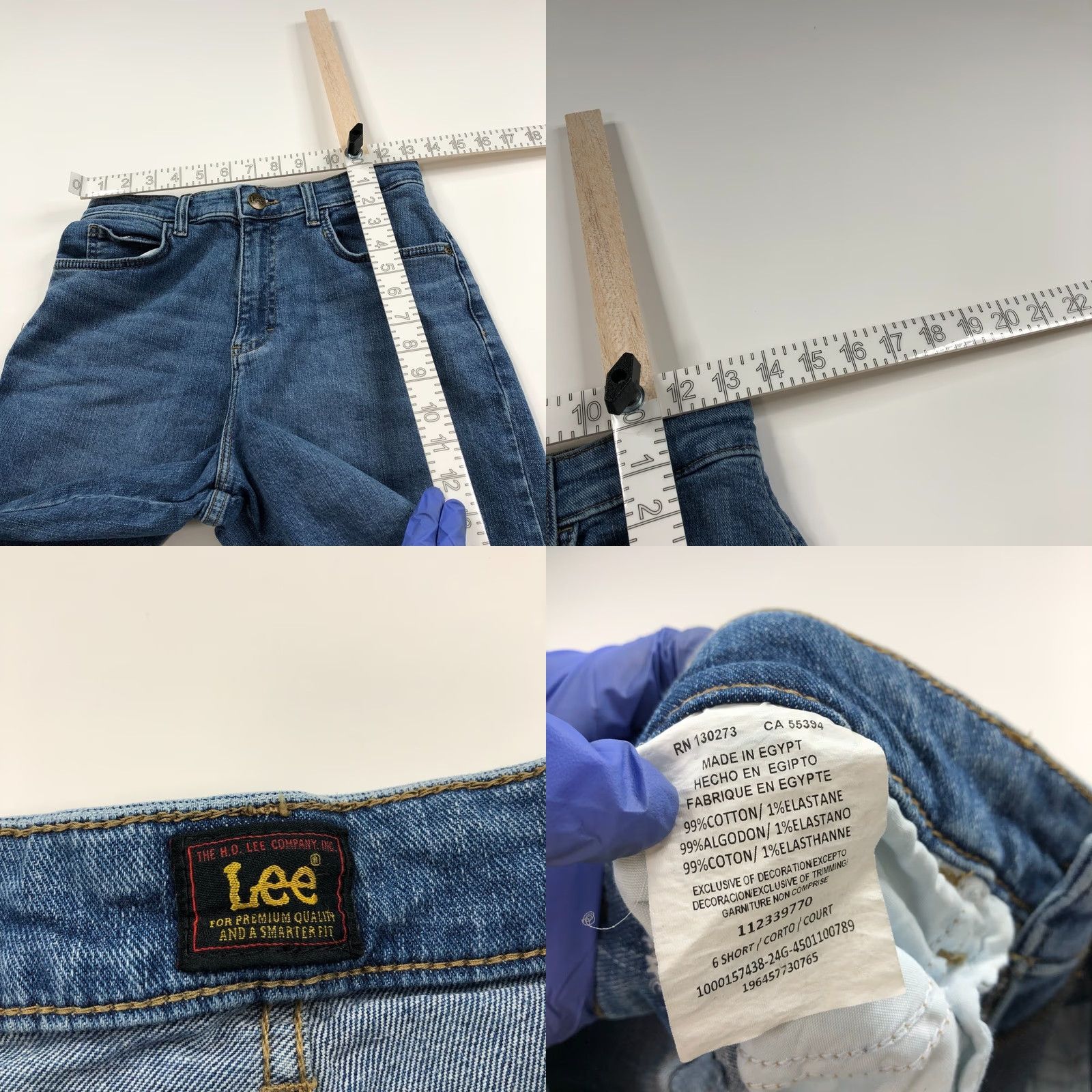Lee Lee Denim Jeans 90s Wide-Leg 6 Short 26W 28L Blue Cotton Elastane Regular Mens Womens 5-Pocket Rise High Vintage No Size 28" / US 6 / IT 42 - 8 Thumbnail