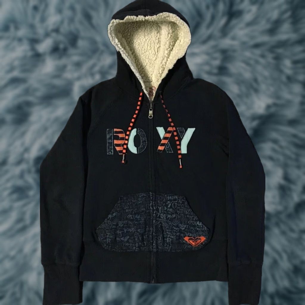 Quiksilver VINTAGE Quiksilver Roxy Faded Sherpa Lined Zip Hoodie Blue 90s Y2K Surf Skate Grunge Billabong OP Gotcha Women's Size L Mens Womens Size L / US 10 / IT 46 - 1 Thumbnail