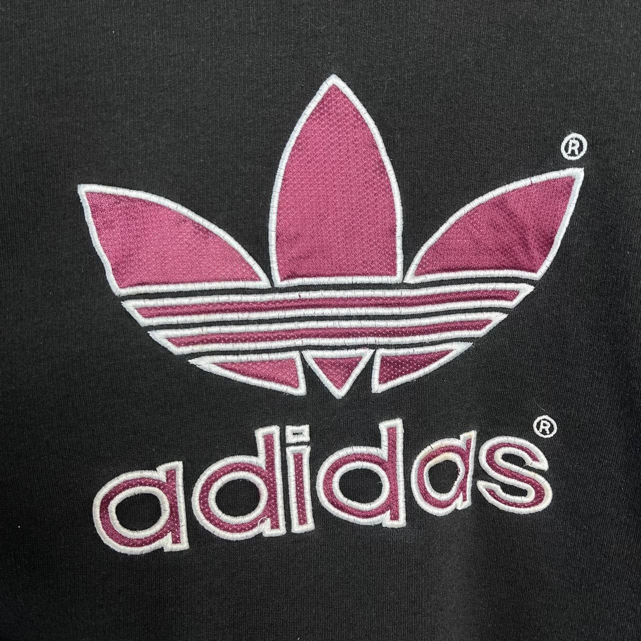 Adidas Vintage 90s Adidas Big Logo Sunfade Black/Red Sweatshirt Size US L / EU 52-54 / 3 - 5 Thumbnail