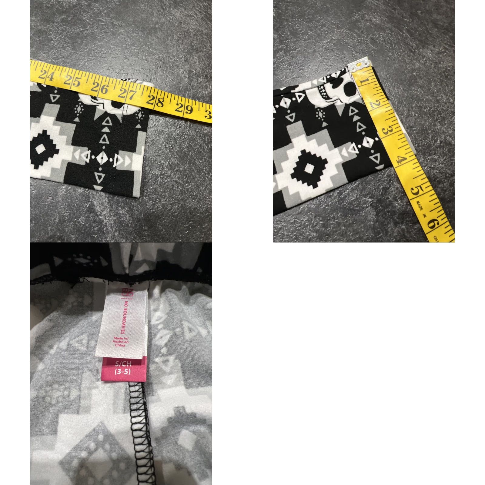 Vintage No Boundaries Juniors Leggings Small Black Skull Print Capri High Waist Cotton Blend Size 28" / US 6 / IT 42 - 8 Thumbnail