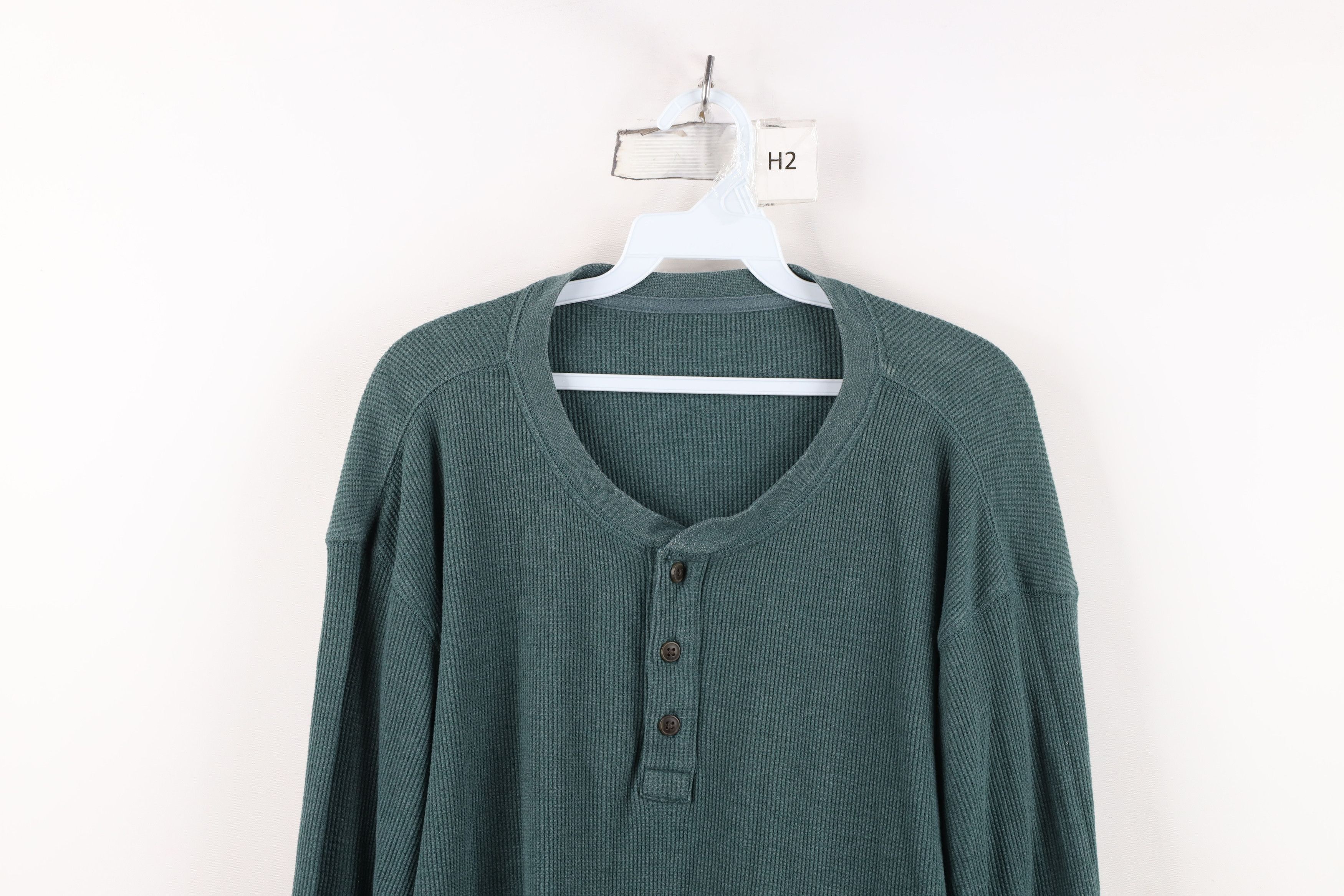 Vintage Vintage 90s Y2K Streetwear Waffle Knit Henley T-Shirt Size US XXL / EU 58 / 5 - 2 Thumbnail